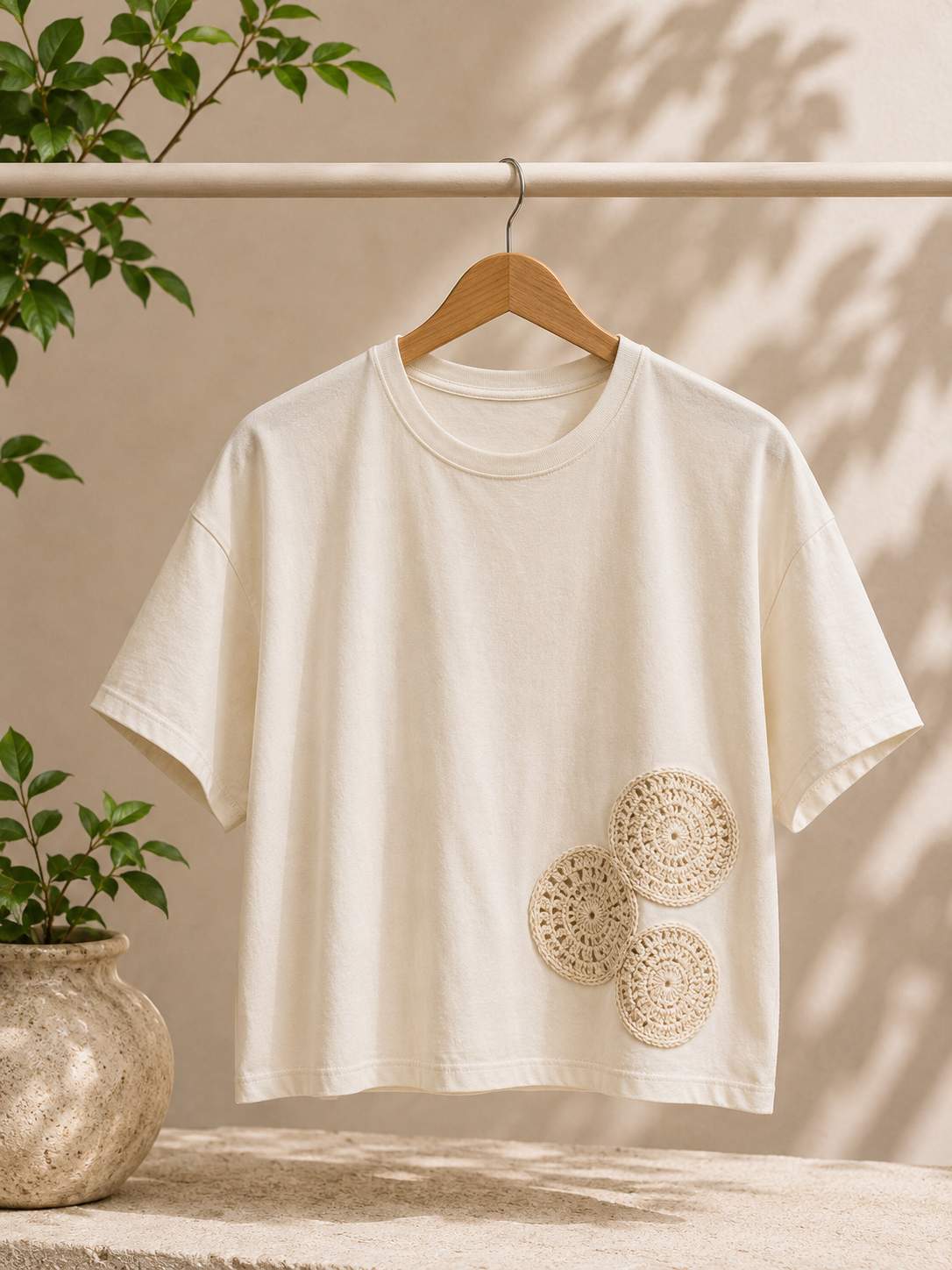 white shirt with hand made details